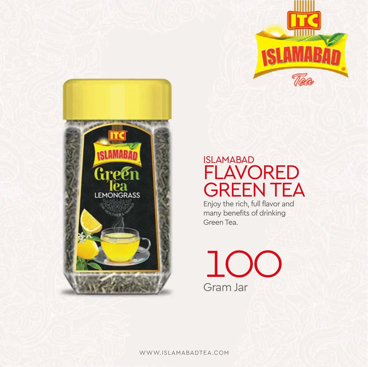 Islamabad Flavoured Green Tea Jar 100GM (Lemon Grass) Islamabad Tea Company